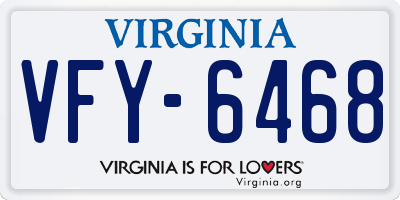VA license plate VFY6468