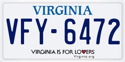 VA license plate VFY6472
