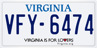 VA license plate VFY6474