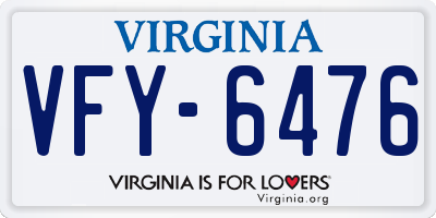 VA license plate VFY6476