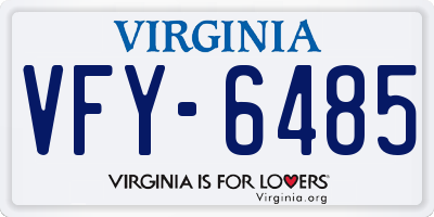VA license plate VFY6485