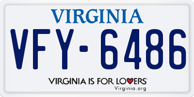 VA license plate VFY6486