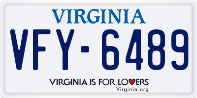 VA license plate VFY6489
