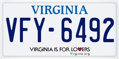 VA license plate VFY6492