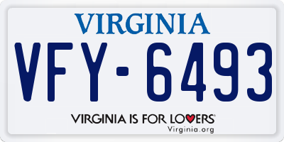VA license plate VFY6493