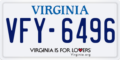 VA license plate VFY6496