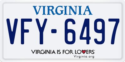 VA license plate VFY6497