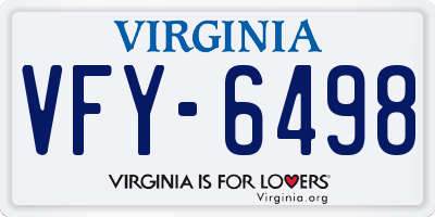 VA license plate VFY6498