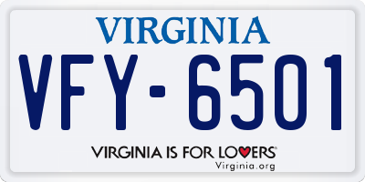 VA license plate VFY6501