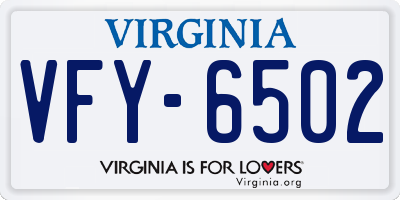 VA license plate VFY6502