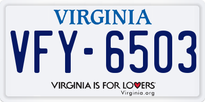 VA license plate VFY6503