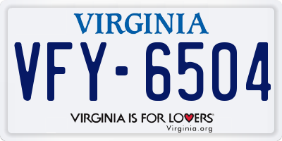 VA license plate VFY6504