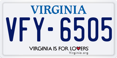 VA license plate VFY6505