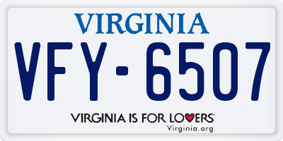 VA license plate VFY6507