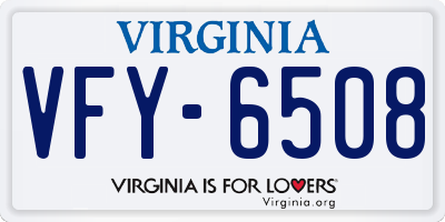 VA license plate VFY6508