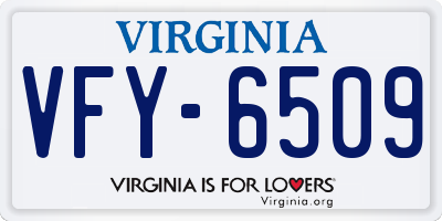 VA license plate VFY6509