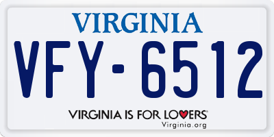 VA license plate VFY6512
