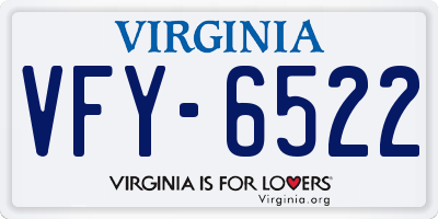 VA license plate VFY6522