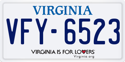 VA license plate VFY6523