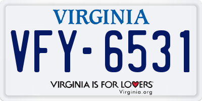 VA license plate VFY6531
