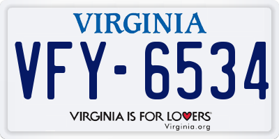 VA license plate VFY6534