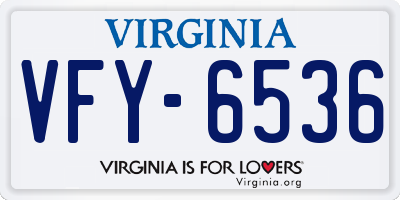 VA license plate VFY6536