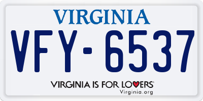 VA license plate VFY6537