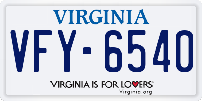 VA license plate VFY6540