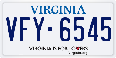 VA license plate VFY6545