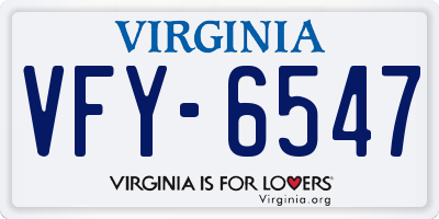 VA license plate VFY6547
