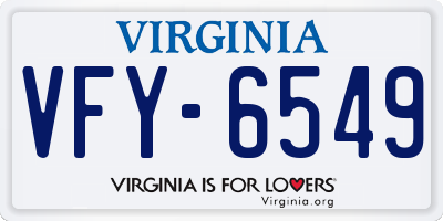 VA license plate VFY6549