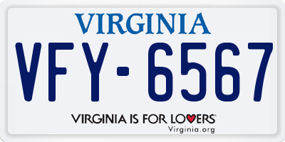 VA license plate VFY6567