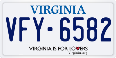 VA license plate VFY6582