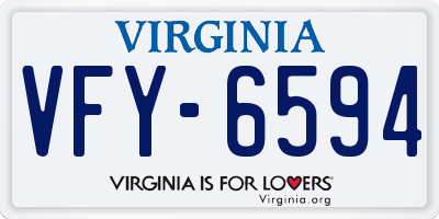 VA license plate VFY6594