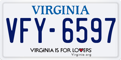 VA license plate VFY6597