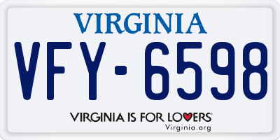 VA license plate VFY6598