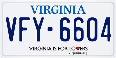 VA license plate VFY6604