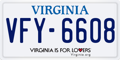 VA license plate VFY6608
