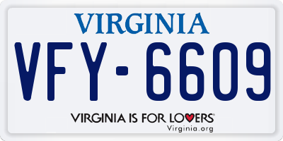 VA license plate VFY6609