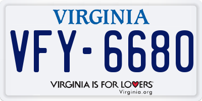 VA license plate VFY6680