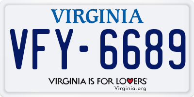 VA license plate VFY6689