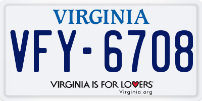 VA license plate VFY6708