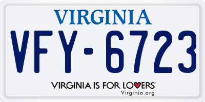 VA license plate VFY6723