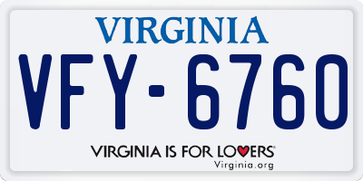 VA license plate VFY6760