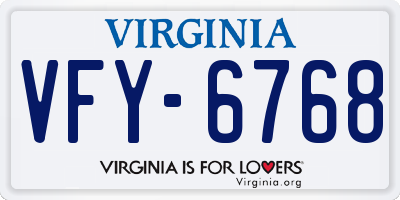 VA license plate VFY6768