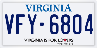 VA license plate VFY6804