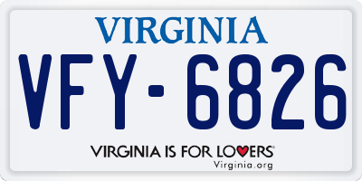 VA license plate VFY6826