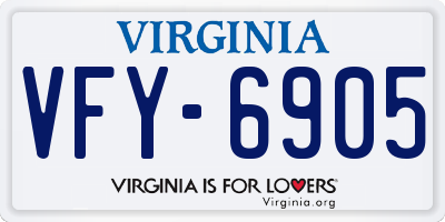 VA license plate VFY6905