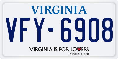 VA license plate VFY6908