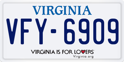 VA license plate VFY6909